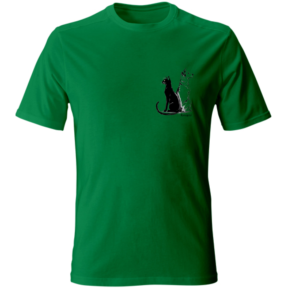 T-shirt unisex con stampa cane e gatto
