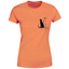 T-shirt color apricote donna girocollo con stampa cane e gatto - Ramapiki
