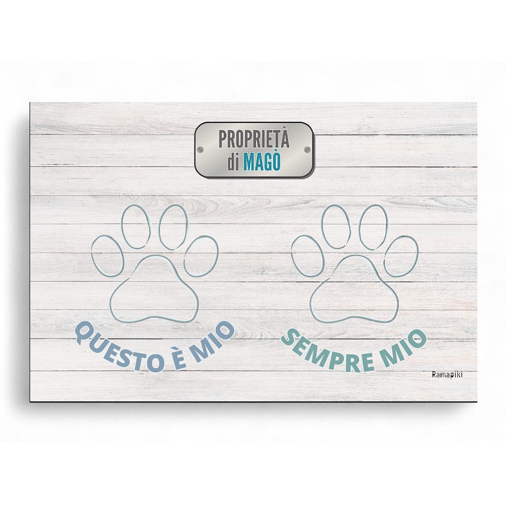 Tappetino sottociotole antiscivolo con ciotole per cani - design ironico e funzionale
