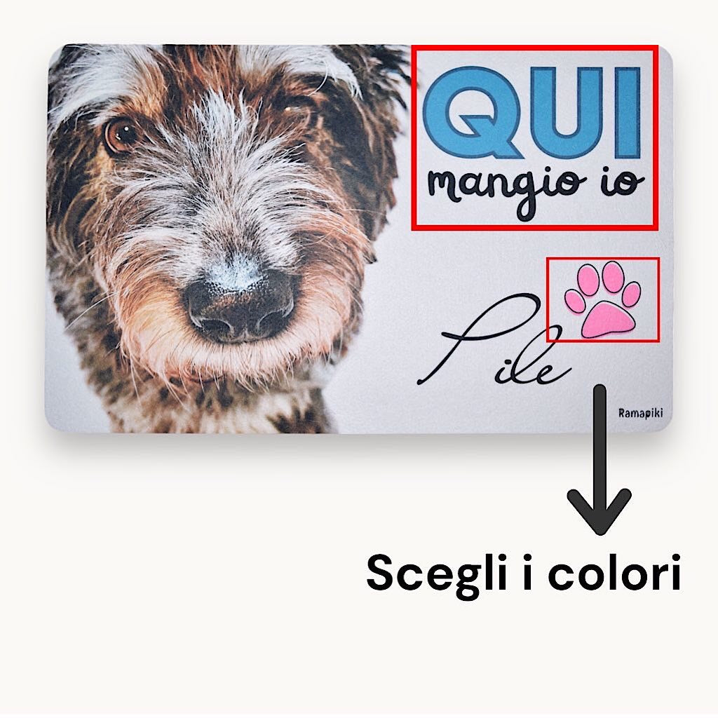 tappeto sotto ciotole personalizzabile per cani e gatti