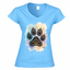 T-shirt zampa mandala azzurra - donna scollo V con stampa decorativa - maglietta casual pet lover
