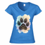 T-shirt zampa mandala navy blu - donna scollo V con stampa ornamentale - maglietta elegante per amanti degli animali
