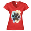 T-shirt zampa mandala bordeaux - donna scollo V con stampa decorativa - maglietta artigianale pet lover
