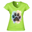 T-shirt zampa mandala verde kiwi - donna scollo V con stampa decorativa - maglietta casual pet lover
