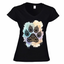 T-shirt zampa mandala nera - donna scollo V con grafica ornamentale - maglietta per amanti degli animali
