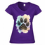 Dettaglio stampa zampa mandala ornamentale su t-shirt donna - design artigianale pet lover
