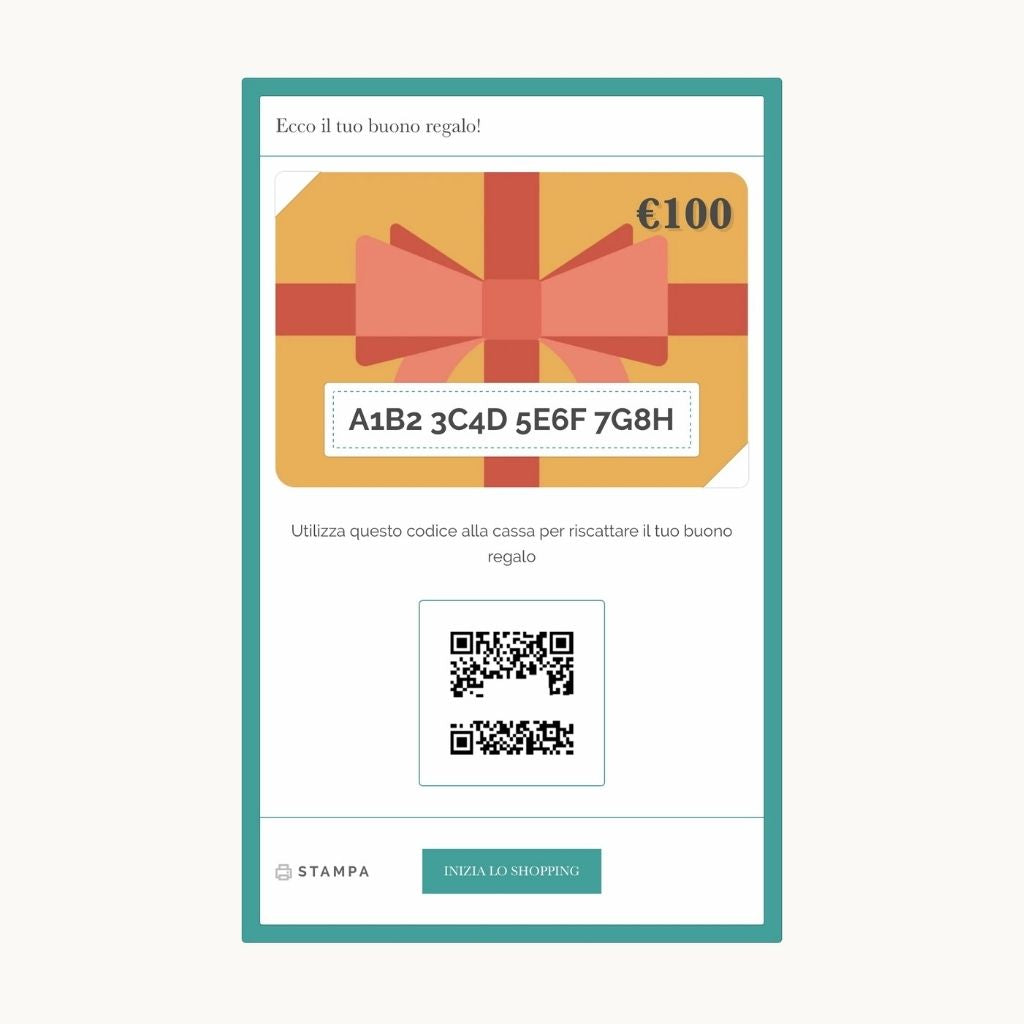 grafica del buono regalo con codice QR