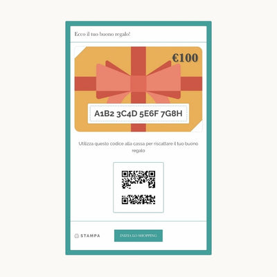 grafica del buono regalo con codice QR