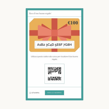 grafica del buono regalo con codice QR